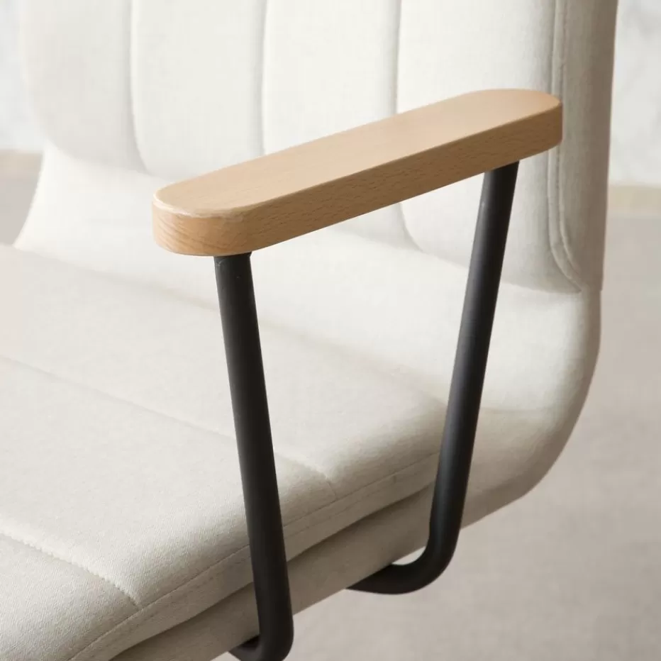 Best Sale Aiko Chaise de bureau rembourrée beige avec accoudoirs et roulettes Salles À Manger | Chaises De Bureau