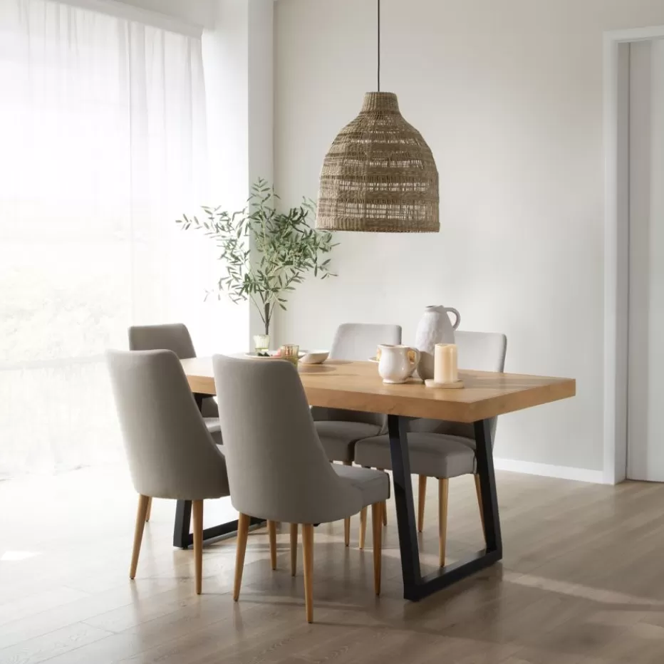 New Amaia Table à manger rectangulaire en bois massif de manguier et métal Salles À Manger | Tables En Bois