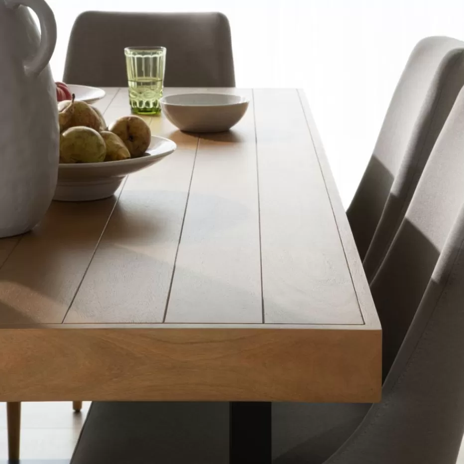 New Amaia Table à manger rectangulaire en bois massif de manguier et métal Salles À Manger | Tables En Bois