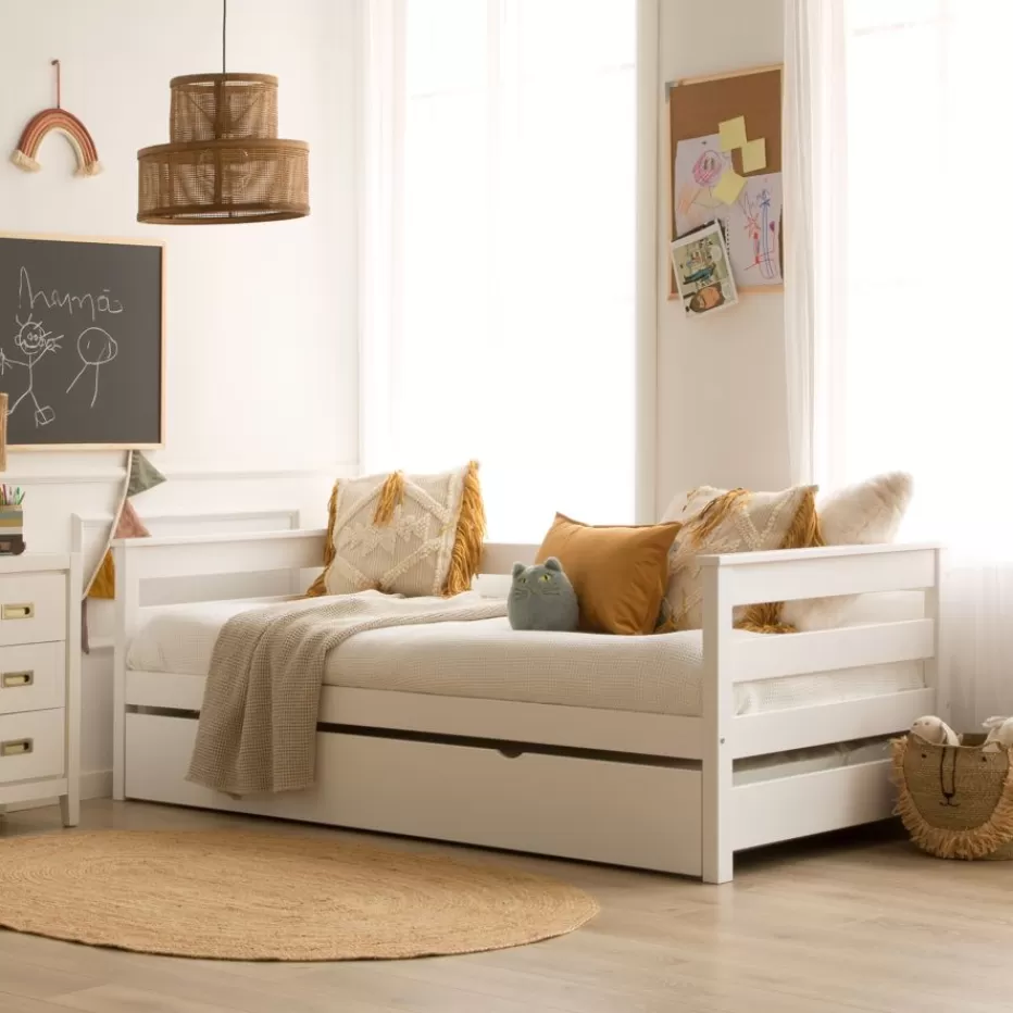 Outlet Bemy Lit nid pour matelas de 90x190 laqué en blanc Enfant Chambre Pour Jeunes Et Enfants | Lits Gigogne Et Lits Superposés