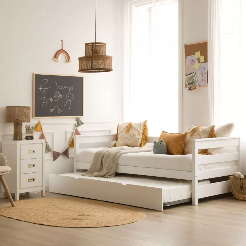 Outlet Bemy Lit nid pour matelas de 90x190 laqué en blanc Enfant Chambre Pour Jeunes Et Enfants | Lits Gigogne Et Lits Superposés