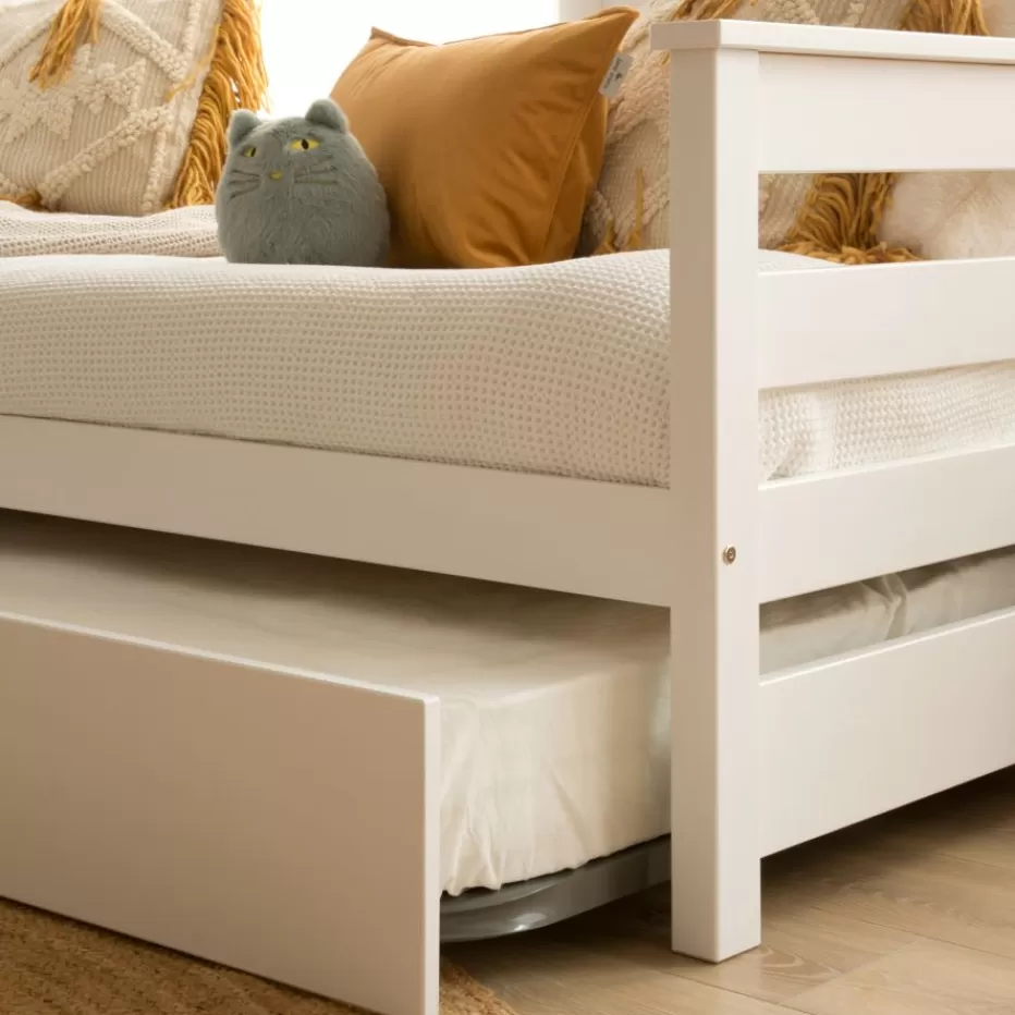 Outlet Bemy Lit nid pour matelas de 90x190 laqué en blanc Enfant Chambre Pour Jeunes Et Enfants | Lits Gigogne Et Lits Superposés
