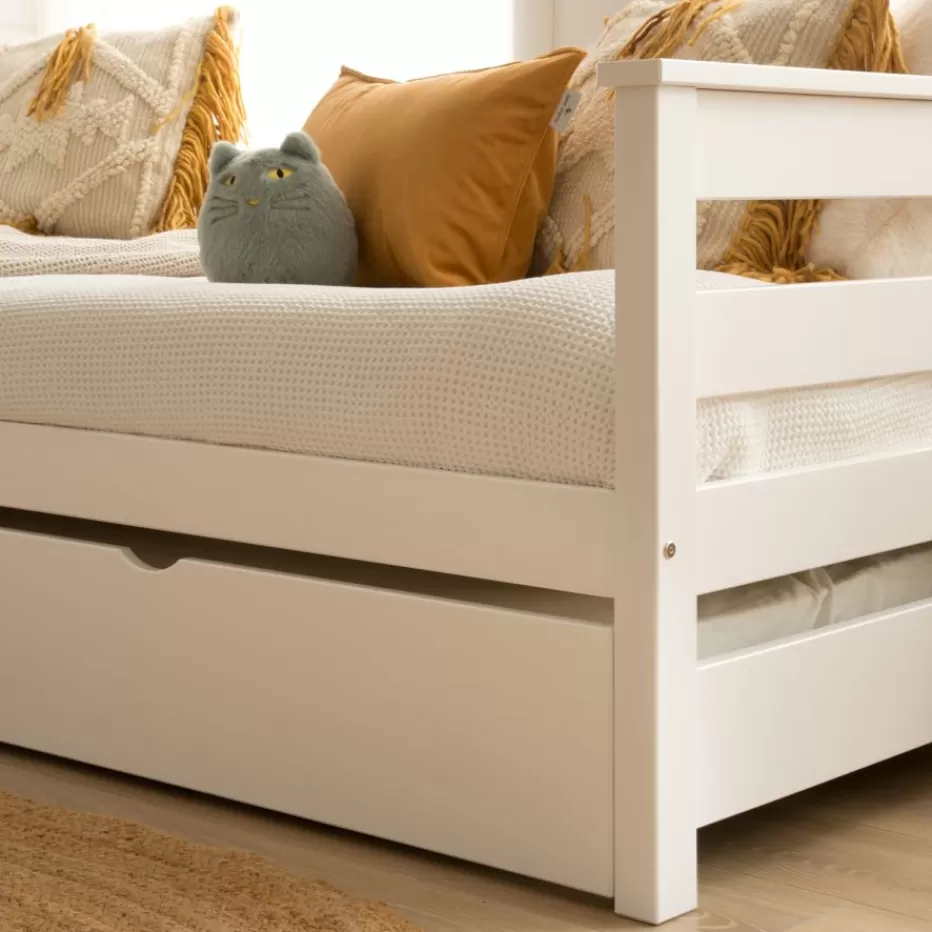 Outlet Bemy Lit nid pour matelas de 90x190 laqué en blanc Enfant Chambre Pour Jeunes Et Enfants | Lits Gigogne Et Lits Superposés