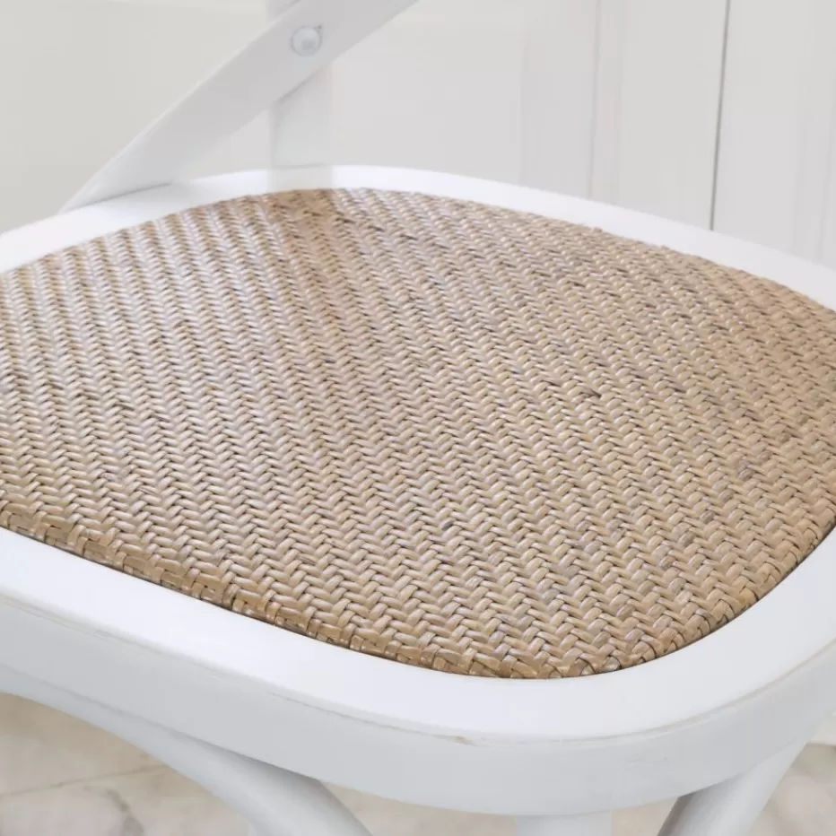 Clearance Bihar Chaise en bois massif d'orme couleur blanc lavé Salles À Manger | Chaises Blanches