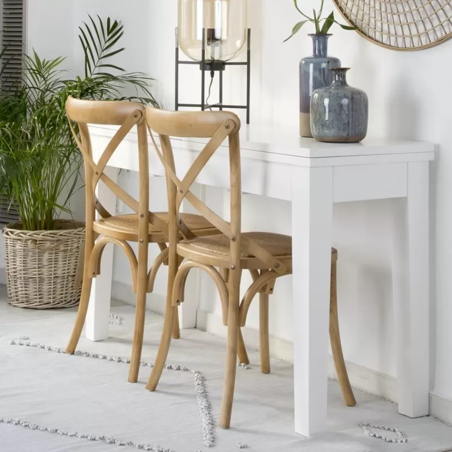 Clearance Bihar Chaise en bois massif d'orme couleur naturelle Salles À Manger | Chaises Cuisine
