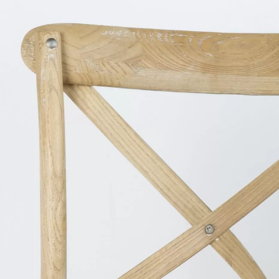 Discount Bihar Chaise en bois massif d'orme couleur naturelle antique Salles À Manger | Chaises Cuisine