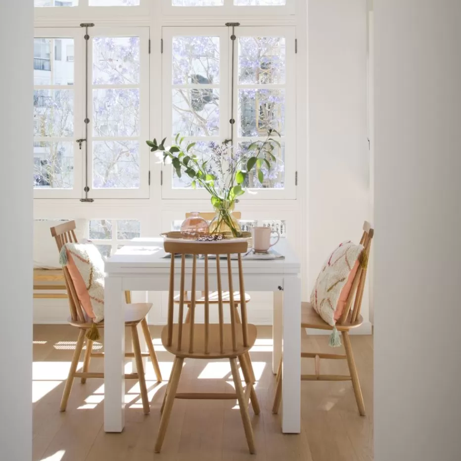 Hot Blay Table à manger carrée extensible 90/180 en bois laqué blanc Salles À Manger | Tables Blanches