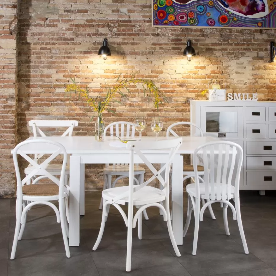 Hot Blay Table à manger carrée extensible 90/180 en bois laqué blanc Salles À Manger | Tables Blanches