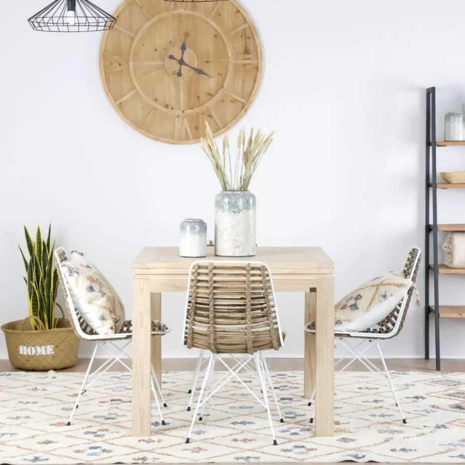 Hot Blay Table à manger extensible carrée 90/180 en bois couleur naturelle Salles À Manger | Tables En Bois