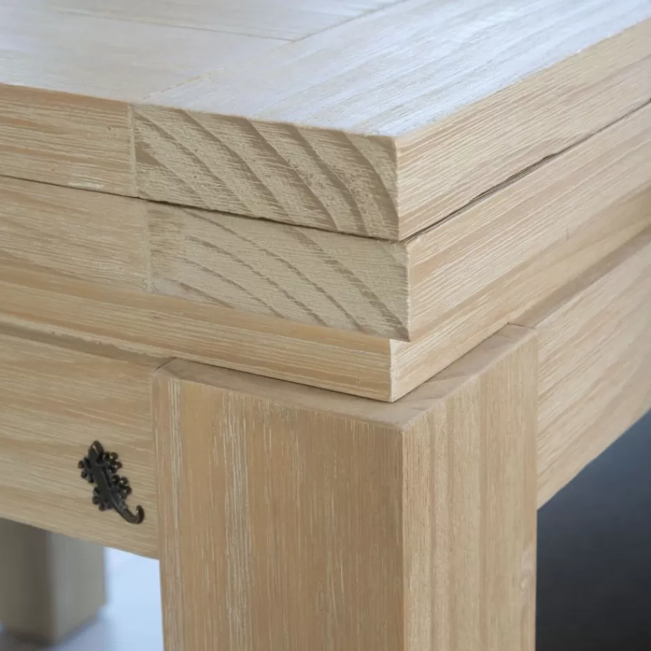 Hot Blay Table à manger extensible carrée 90/180 en bois couleur naturelle Salles À Manger | Tables En Bois