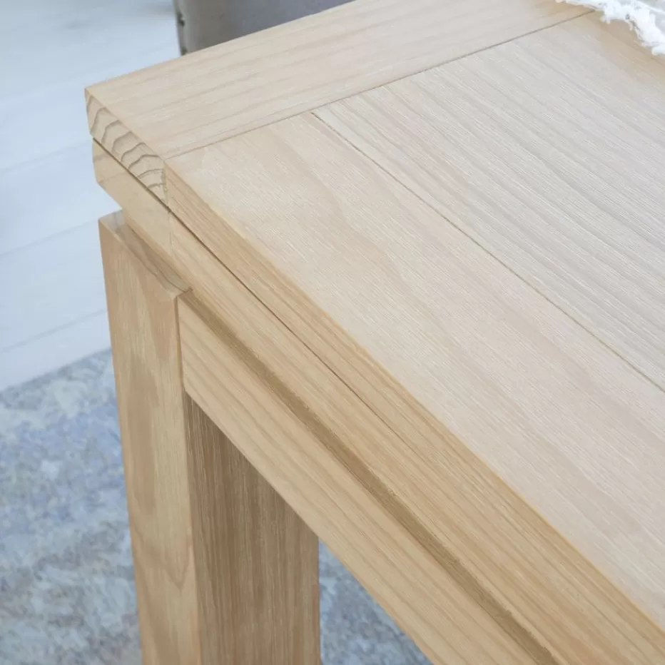 Hot Blay Table à manger extensible carrée 90/180 en bois couleur naturelle Salles À Manger | Tables En Bois