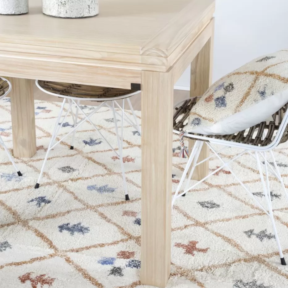 Hot Blay Table à manger extensible carrée 90/180 en bois couleur naturelle Salles À Manger | Tables En Bois