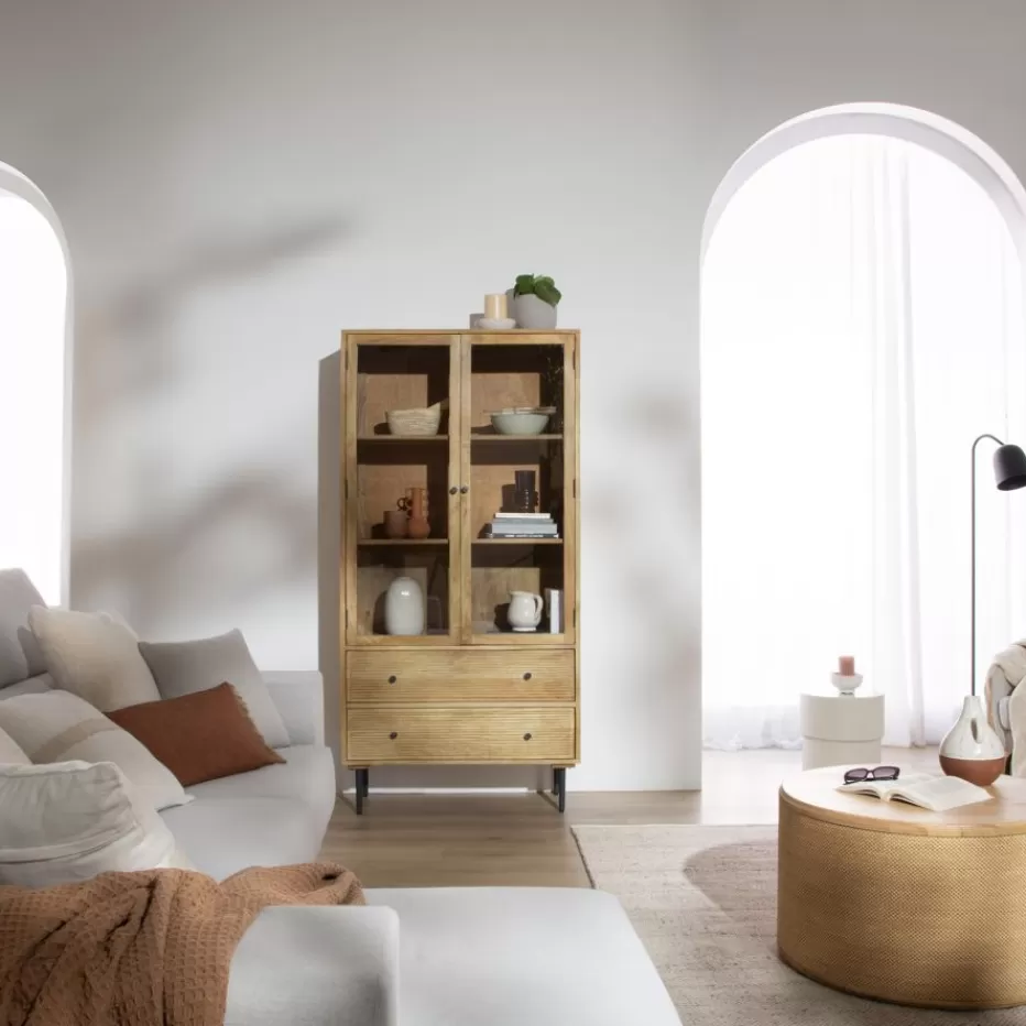 Cheap Boréal Vitrine en bois massif de manguier et métal Salles À Manger | Buffets Et Vitrines