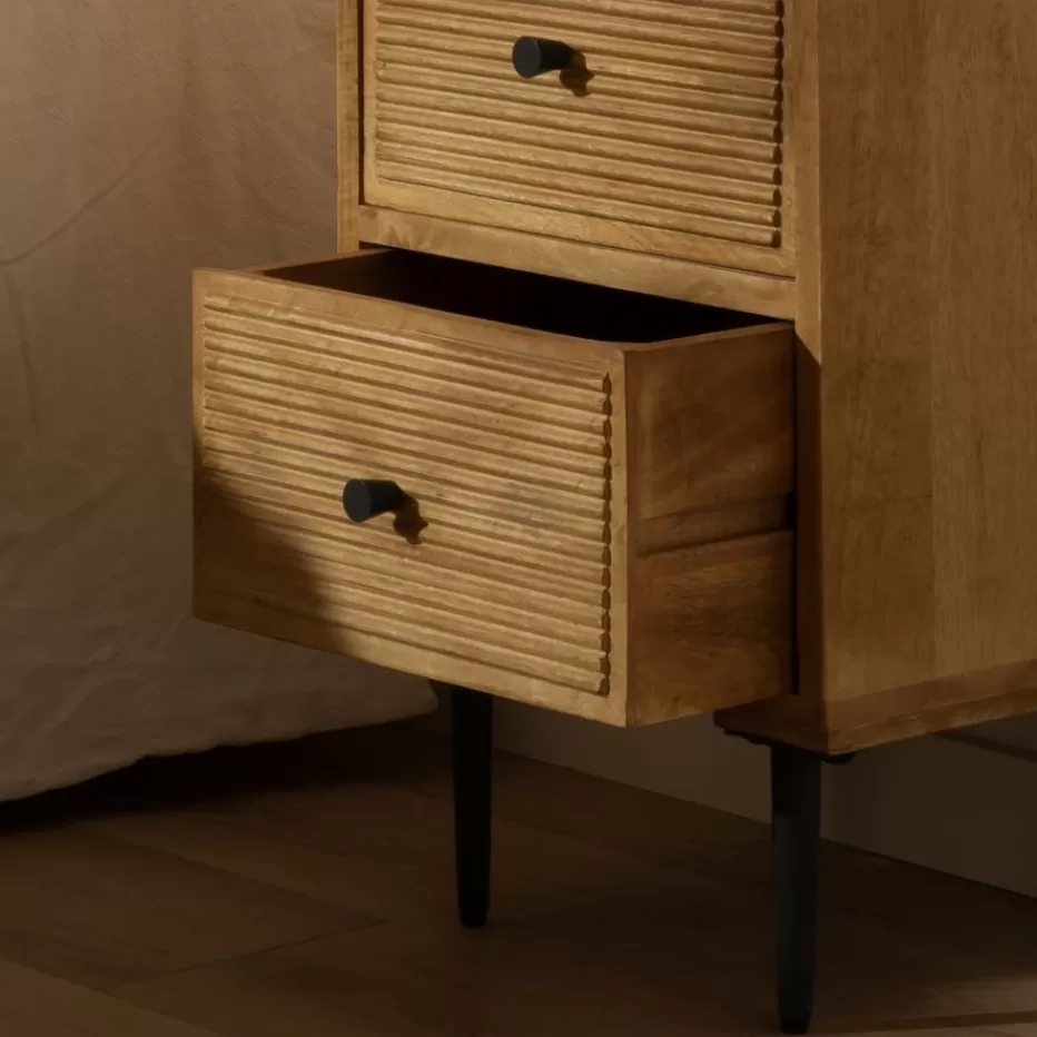 Outlet Boreal Table de nuit en bois massif de manguier et métal Chambre | Tables De Chevet