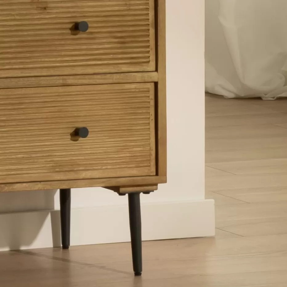 Outlet Boreal Table de nuit en bois massif de manguier et métal Chambre | Tables De Chevet