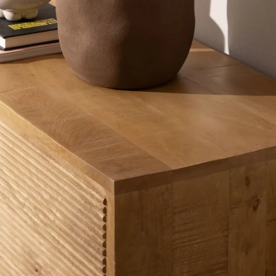 Outlet Boreal Table de nuit en bois massif de manguier et métal Chambre | Tables De Chevet