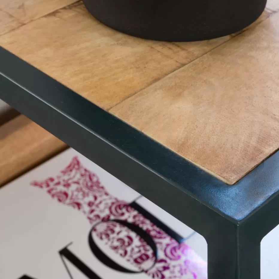 Fashion Boston Table d'appoint en bois massif de manguier et métal Salon | Tables De Chevet