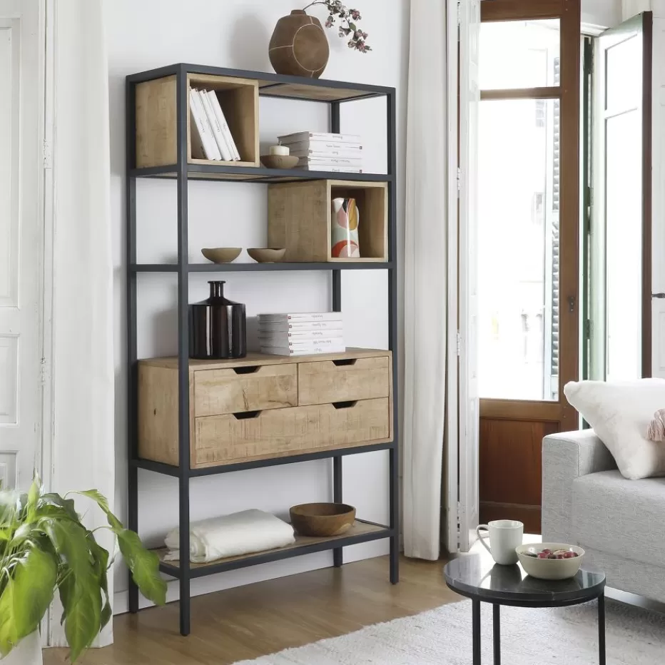 Shop Boston étagère en bois massif de manguier et métal Étagères