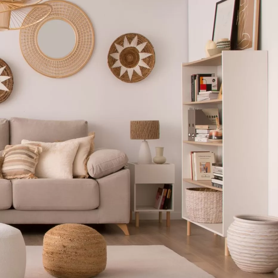 Flash Sale Canes étagère blanc mat et naturel duna Enfant Chambre Pour Jeunes Et Enfants | Meubles Auxiliaires