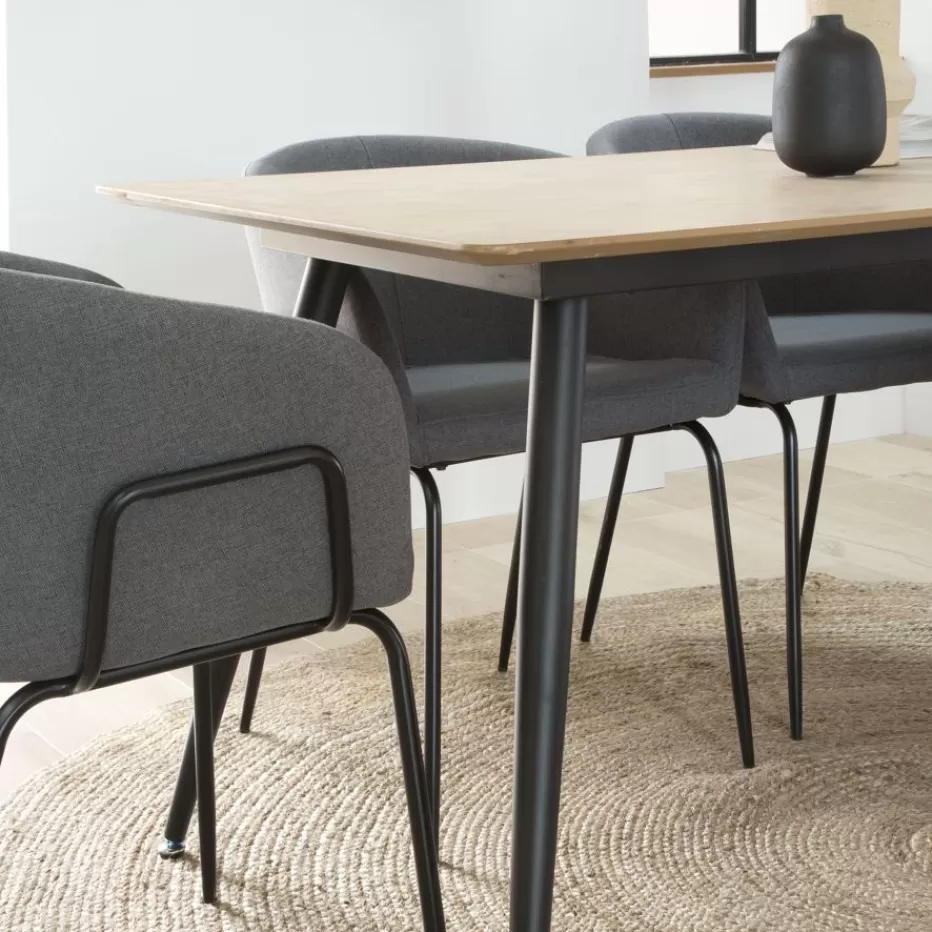 New Coimbra Table de salle à manger rectangulaire en bois et métal Salles À Manger | Tables En Bois