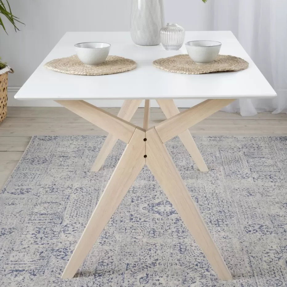 Cheap Cyrus Mesa de comedor rectangular de madera color blanco y natural Salles À Manger | Meubles De Salle À Manger