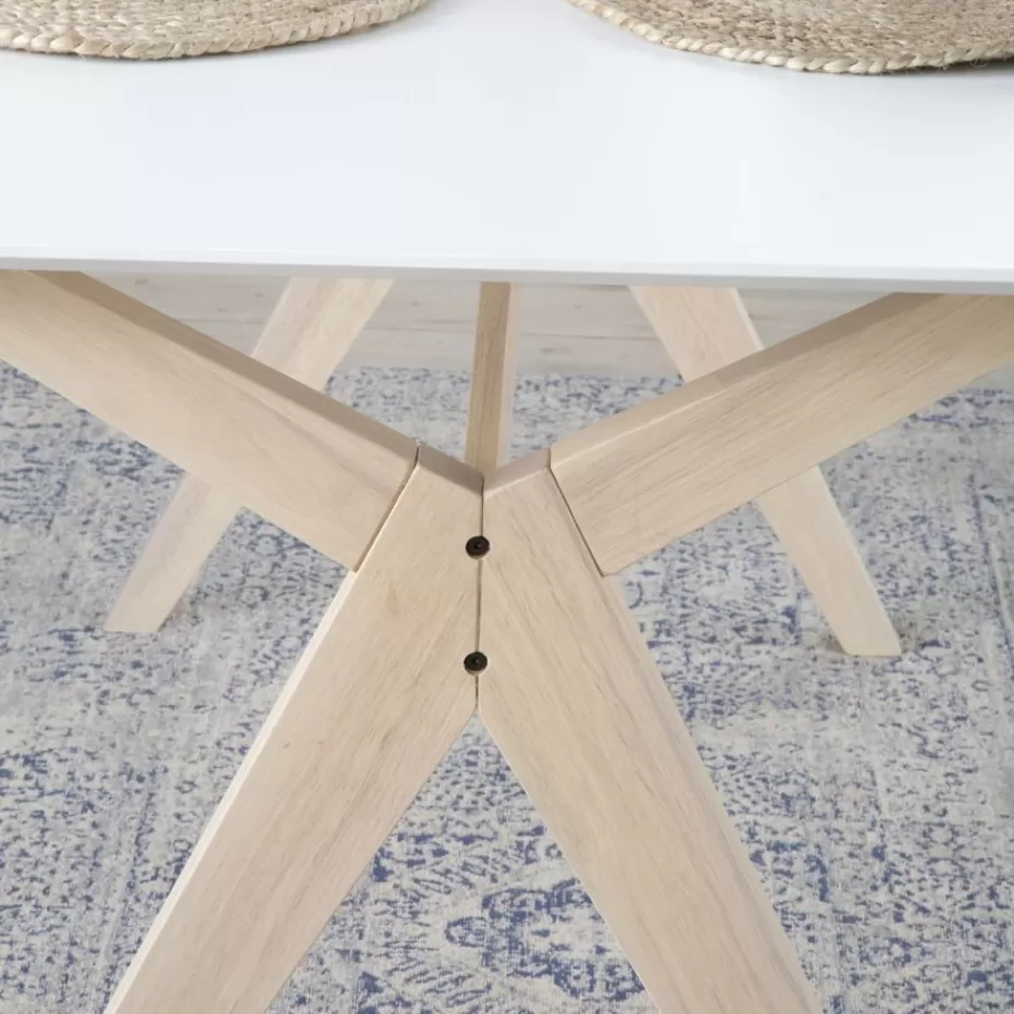 Cheap Cyrus Mesa de comedor rectangular de madera color blanco y natural Salles À Manger | Meubles De Salle À Manger