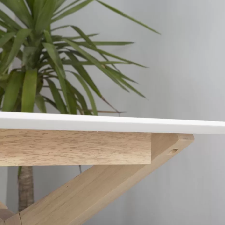 Cheap Cyrus Mesa de comedor rectangular de madera color blanco y natural Salles À Manger | Meubles De Salle À Manger