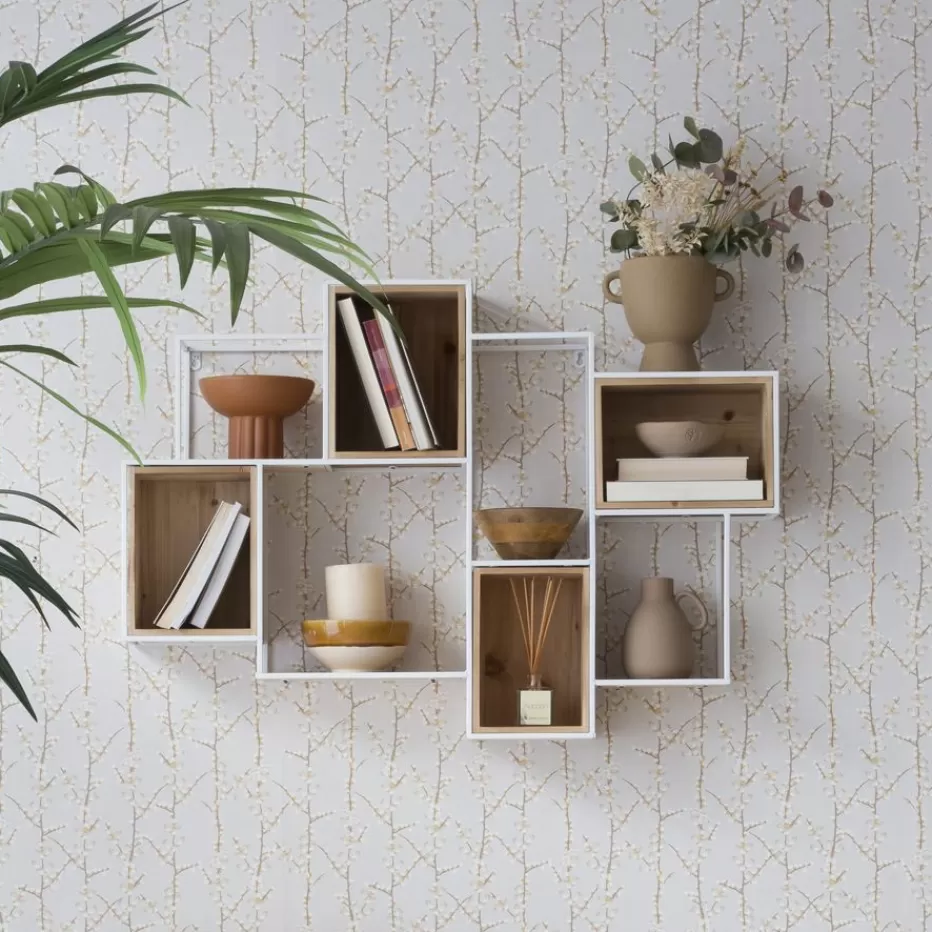 Online Dallas étagère murale en bois et métal blanc Étagères Murales Et Cubes | Étagères Murales Et Cubes