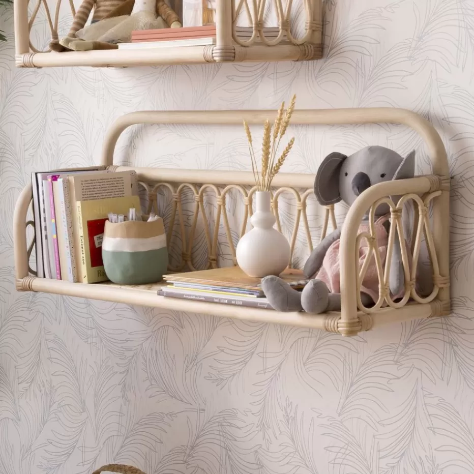 Cheap Eban étagère murale rectangulaire 90x32 en rotin naturel Enfant Étagères Murales Et Cubes