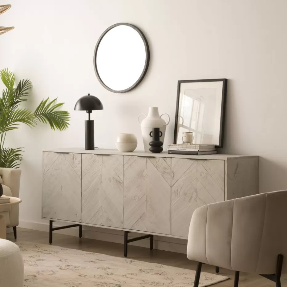 Hot Enzo Buffet en bois massif et métal couleur blanc wild Salles À Manger | Buffets Et Vitrines