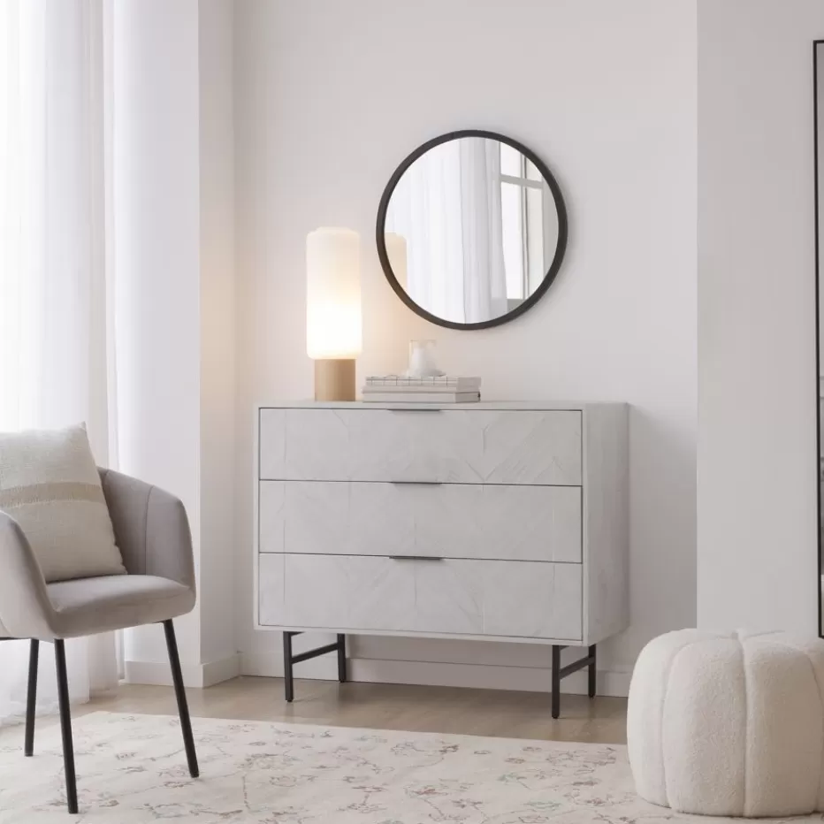 Shop Enzo Commode en bois massif et métal couleur blanc wild Chambre | Commodes Et Chiffonniers