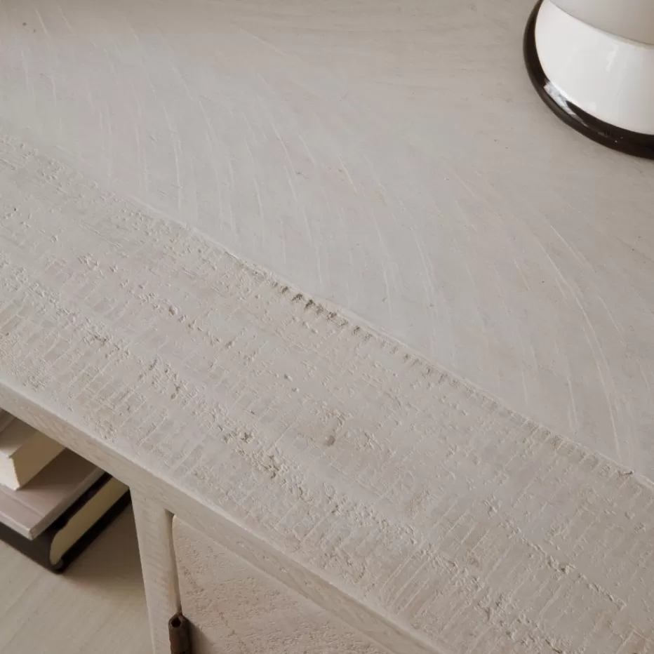 Online Enzo Meuble tv en bois massif et métal couleur blanc wild Salon | Meubles Tv