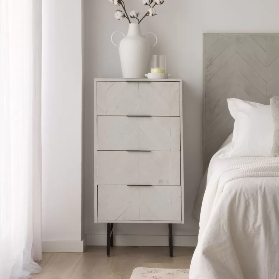 Hot Enzo Symphonier en bois massif et métal couleur blanc wild Chambre | Commodes Et Chiffonniers