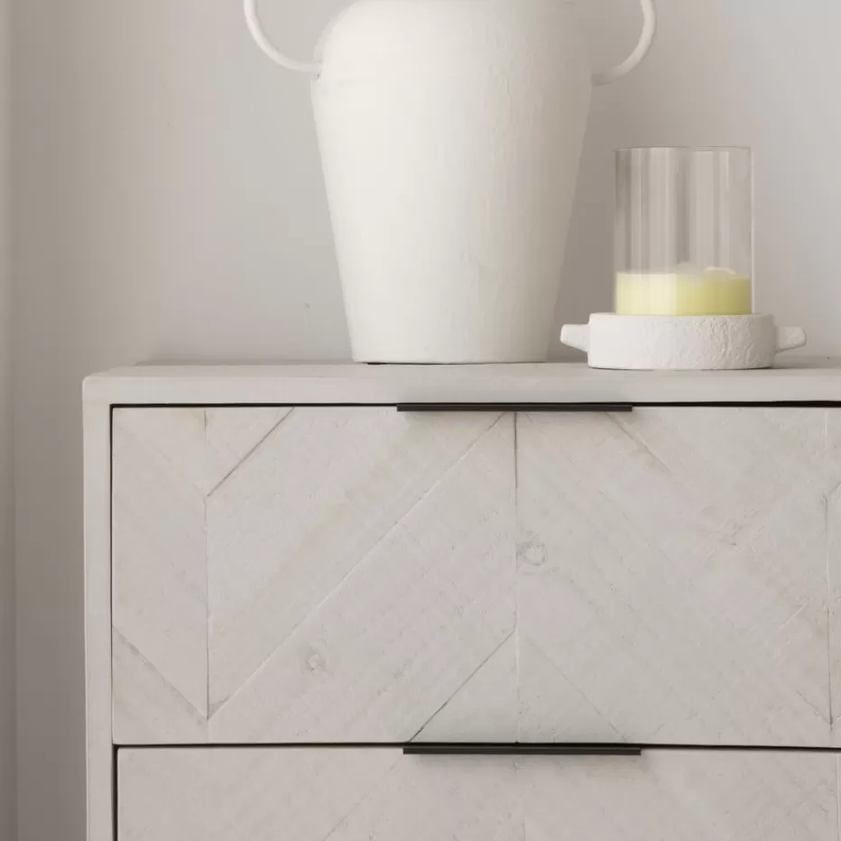 Hot Enzo Symphonier en bois massif et métal couleur blanc wild Chambre | Commodes Et Chiffonniers