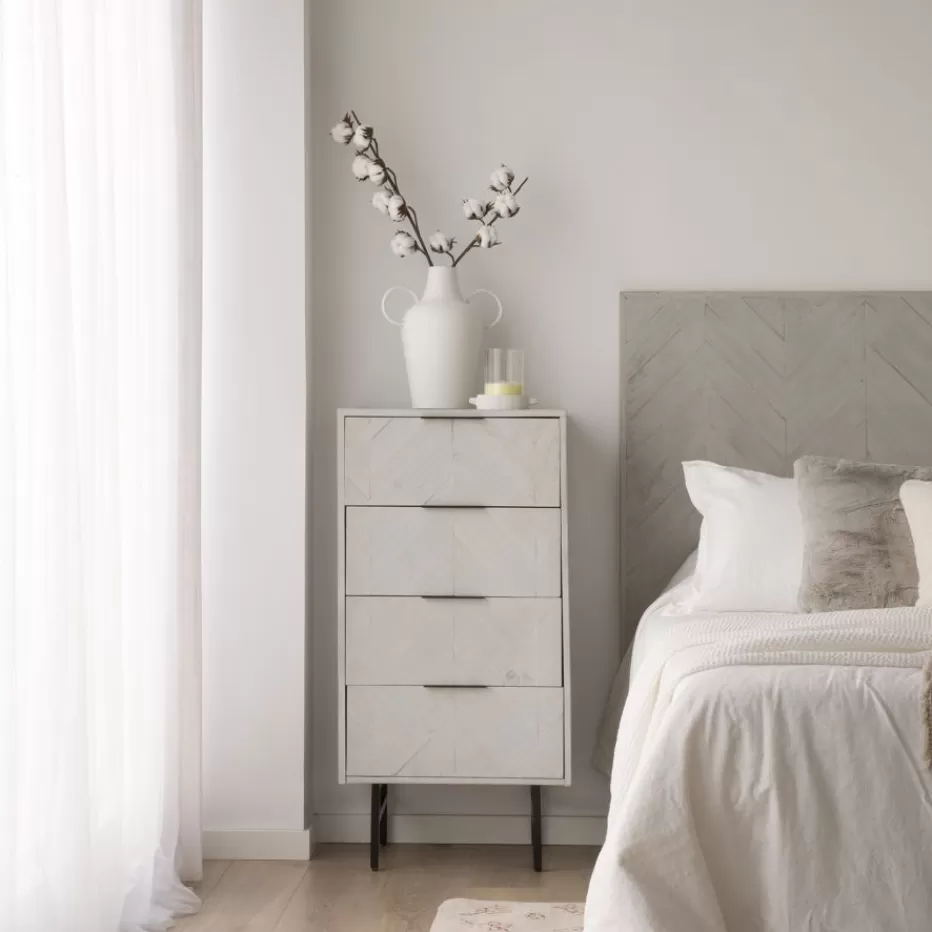 Hot Enzo Symphonier en bois massif et métal couleur blanc wild Chambre | Commodes Et Chiffonniers