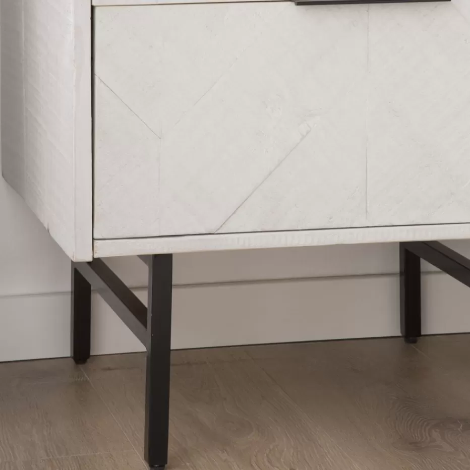 Hot Enzo Symphonier en bois massif et métal couleur blanc wild Chambre | Commodes Et Chiffonniers