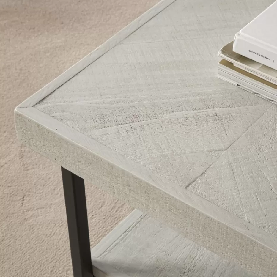Clearance Enzo Table basse en bois massif et métal couleur blanc wild Salon | Tables D'appoint