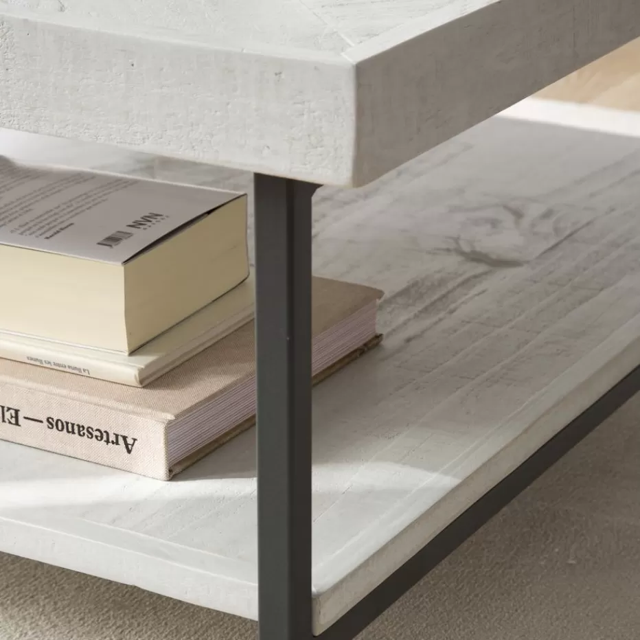 Clearance Enzo Table basse en bois massif et métal couleur blanc wild Salon | Tables D'appoint