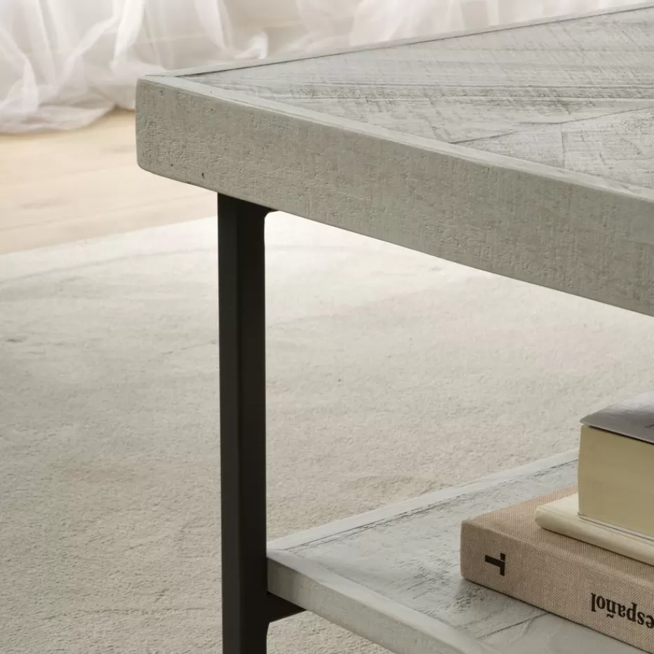 Clearance Enzo Table basse en bois massif et métal couleur blanc wild Salon | Tables D'appoint
