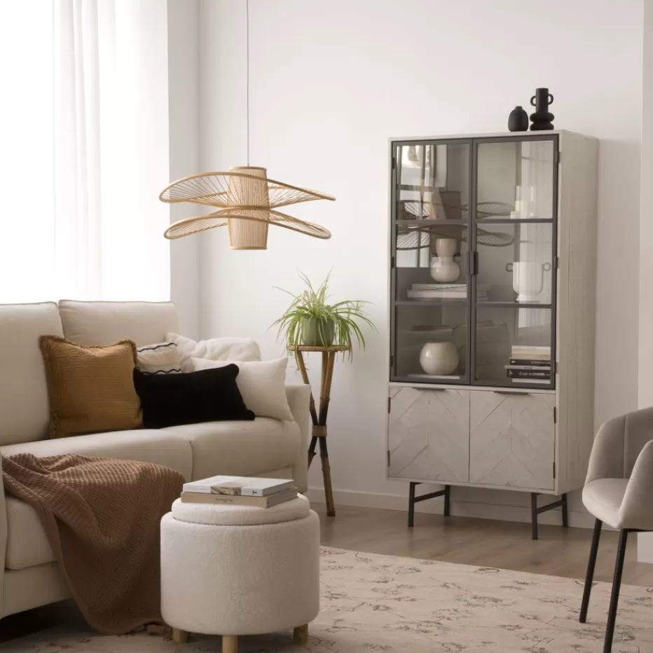 Sale Enzo Vitrine en bois massif et métal couleur blanc wild Salles À Manger | Buffets Et Vitrines