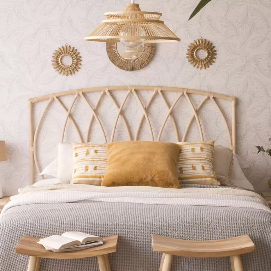 Outlet Ezar Tête de lit en rotin naturel pour lit de 150 et 160 Chambre | Têtes De Lit