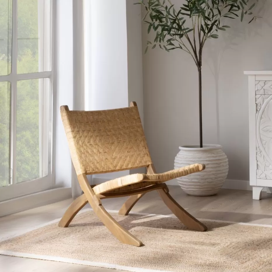 Flash Sale Ezza Fauteuil en bois massif et rotin couleur naturel Chaises En Rotin | Fauteuils