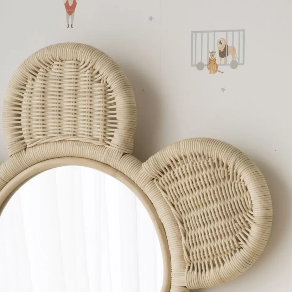 Fashion Fleur Miroir mural rond en forme de fleur en rotin naturel Enfant Chambre Pour Jeunes Et Enfants | Décoration Murale Pour Enfants