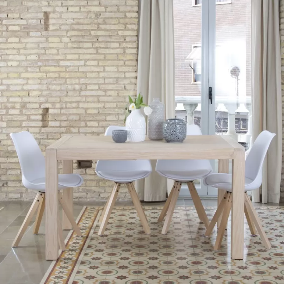 New Gael Table à manger extensible rectangulaire 140/190 en bois couleur naturelle Salles À Manger | Tables En Bois