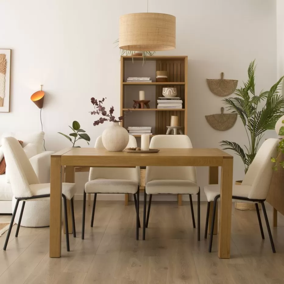 Best Gael Table à manger extensible rectangulaire 140/190 en bois massif de chêne Salles À Manger | Tables En Bois