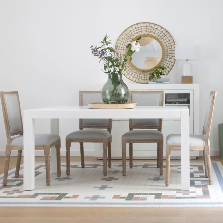Discount Gael Table à manger rectangulaire extensible 140/190 en bois laqué blanc Salles À Manger | Tables Blanches