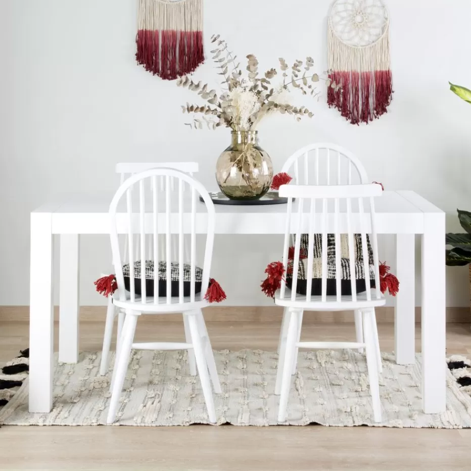 Fashion Gael Table à manger rectangulaire extensible 160/210 en bois laqué blanc Salles À Manger | Tables Blanches