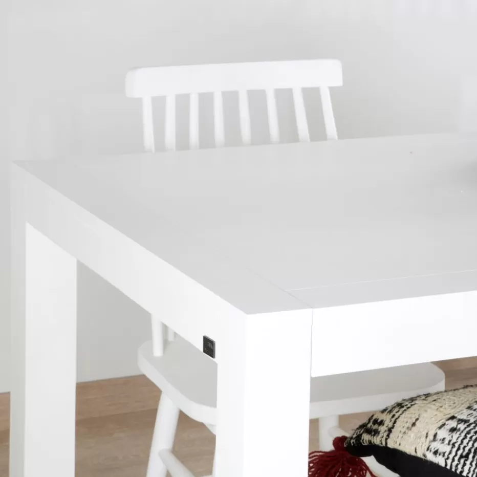 Fashion Gael Table à manger rectangulaire extensible 160/210 en bois laqué blanc Salles À Manger | Tables Blanches