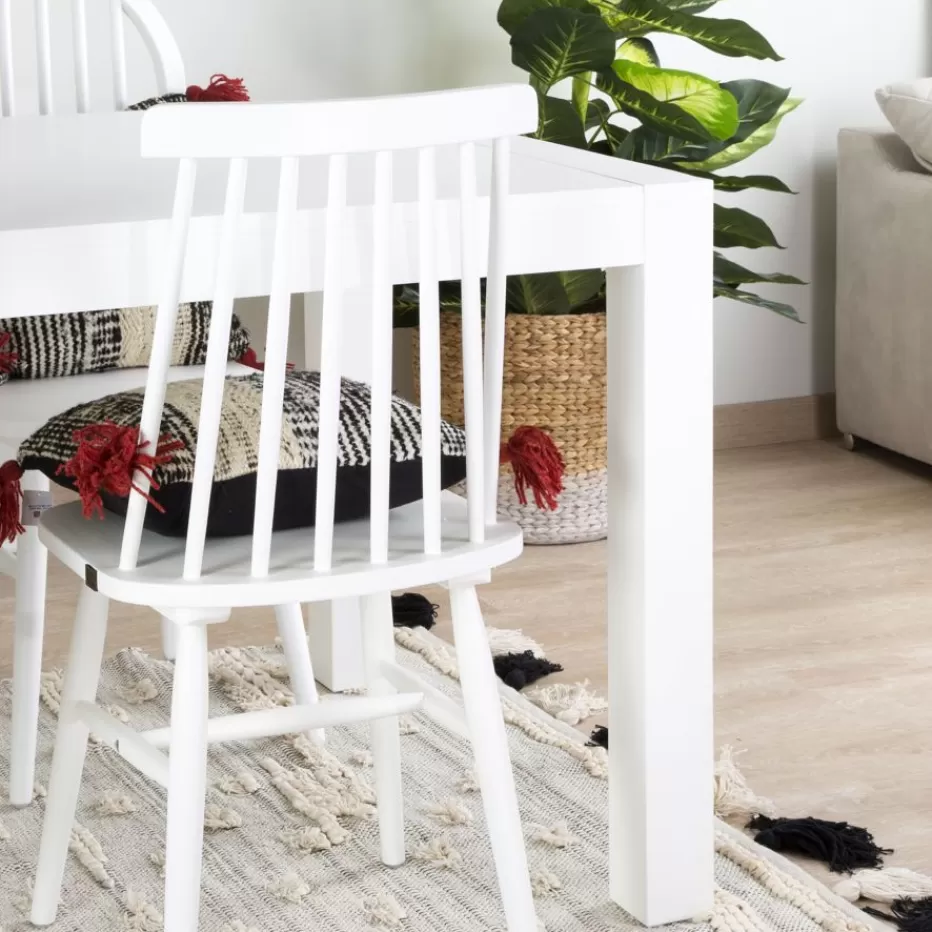 Fashion Gael Table à manger rectangulaire extensible 160/210 en bois laqué blanc Salles À Manger | Tables Blanches