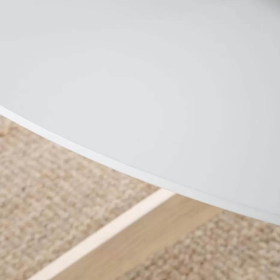 Hot Gales Mesa de comedor redonda de madera color blanco y natural Salles À Manger | Meubles De Salle À Manger